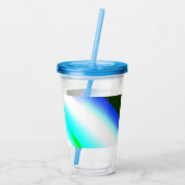 Blauwe groene regenboog abstracte textuurkunst t acryl drinkbeker (Achterkant)