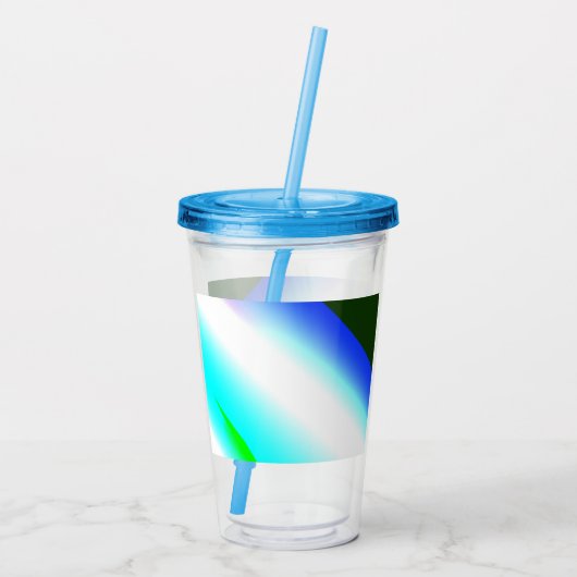 Blauwe groene regenboog abstracte textuurkunst t acryl drinkbeker (Achterkant)