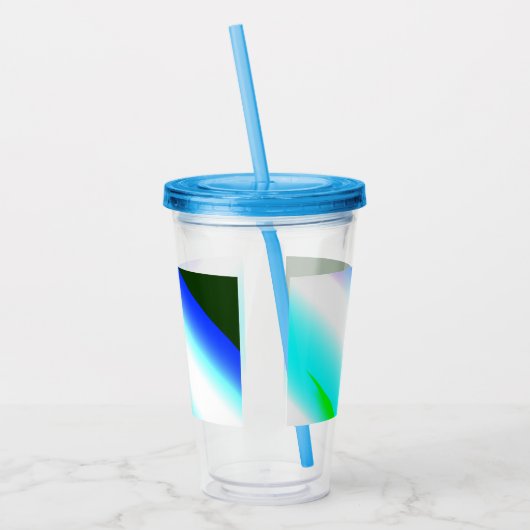 Blauwe groene regenboog abstracte textuurkunst t acryl drinkbeker (Links)