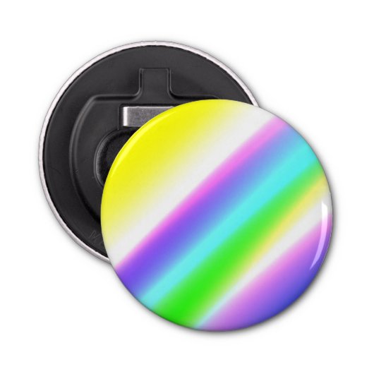 Blauwe groene regenboog abstracte textuurkunst t button flesopener (Voorkant)