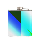 Blauwe groene regenboog abstracte textuurkunst t heupfles (Achterkant)