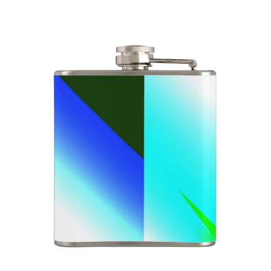 Blauwe groene regenboog abstracte textuurkunst t heupfles (Achterkant)