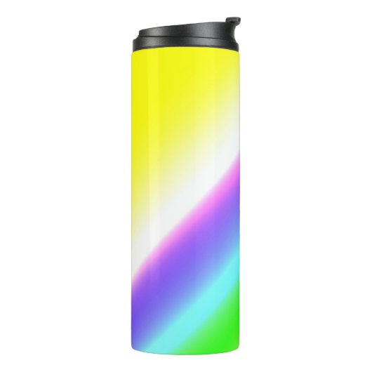 Blauwe groene regenboog abstracte textuurkunst t thermosbeker (Gedraaid links)