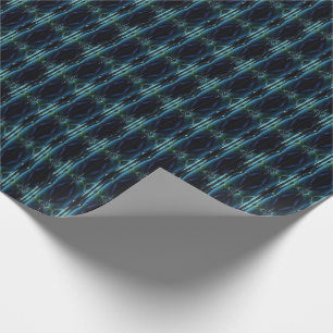Blauwe groene regenboogsterren, artdeco-patroon cadeaupapier