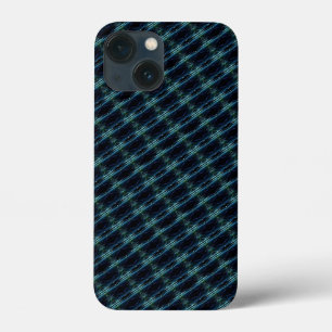Blauwe groene regenboogsterren, artdeco-patroon iPhone 13 mini hoesje