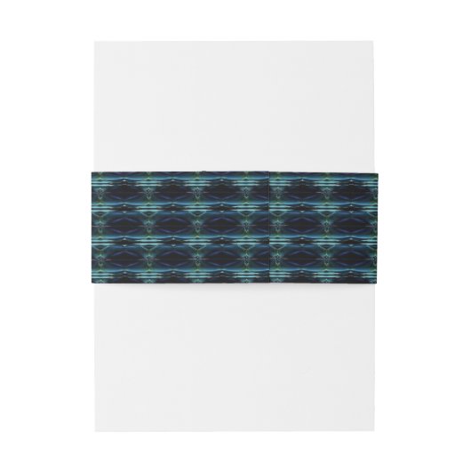 Blauwe groene regenboogsterren, artdeco-patroon uitnodigingen wikkel (Achterkant Voorbeeld)