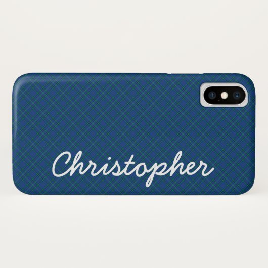 Blauwe groene Retro Pset, naam Case-Mate iPhone Case (Achterkant (horizontaal))