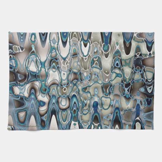 Blauwe groene retro-stijl theedoek (Horizontaal)