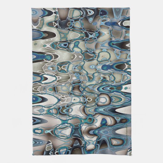 Blauwe groene retro-stijl theedoek (Verticaal)