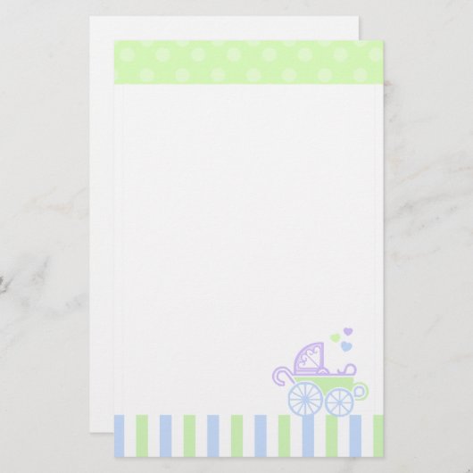 Blauwe/groene roller briefpapier (Voorkant / Achterkant)