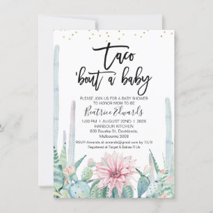 Blauwe groene roze Taco Bout A Baby Baby shower Kaart