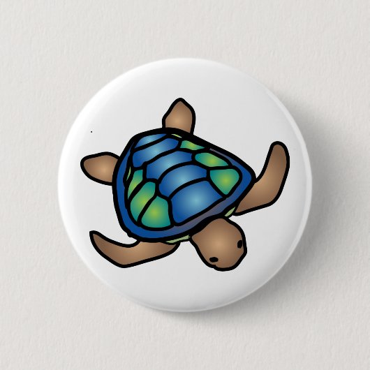 Blauwe Groene Schildpad Button (Voorkant)