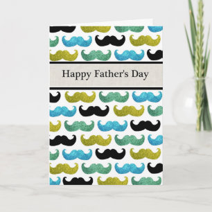 Blauwe & groene snorren Happy Vaderdag kaart