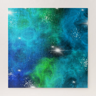 Blauwe groene Star Nebula Space Galaxy Universe Legpuzzel