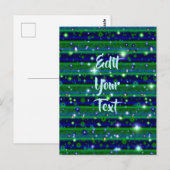 Blauwe groene strepen met sterren en regendruppels briefkaart (Voorkant / Achterkant)