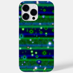 Blauwe groene strepen met sterren en regendruppels Case-Mate iPhone 14 pro max hoesje