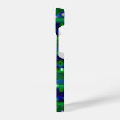 Blauwe groene strepen met sterren en regendruppels iPhone hoesje (Linkerkant)