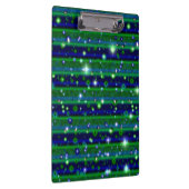 Blauwe groene strepen met sterren en regendruppels klembord (Rechts)