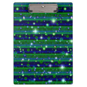 Blauwe groene strepen met sterren en regendruppels klembord (Voorkant)