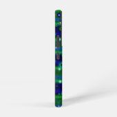 Blauwe groene strepen met sterren en regendruppels samsung galaxy hoesje (Rechterkant)