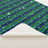 Blauwe groene strepen met sterren en regendruppels sherpa deken (3/4)
