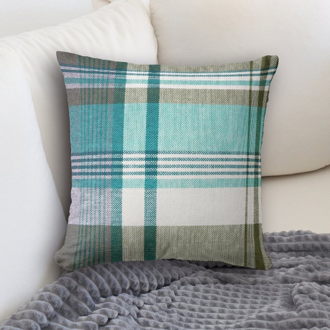 Blauwe groene tartan Pset Pillow Kussen (Creator heeft geüpload)