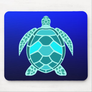 Blauwe groene turkooi blauwgroen schildpad op zee muismat