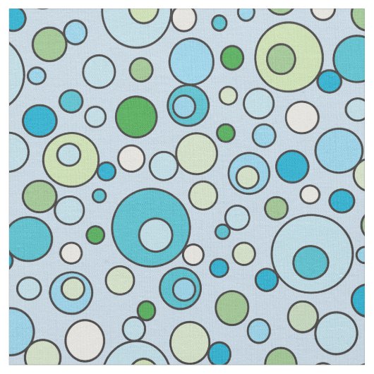 Blauwe groene turquoise Bubbles Spot Pattern Print Stof (Close Up)