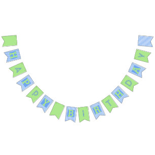 Blauwe, Groene Verjaardag Bunting Vlaggen Vlaggetjes