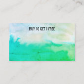 Blauwe groene Waterverf Abstract 10 Klantenkaartje (Achterkant)