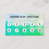 Blauwe groene Waterverf Abstract 10 Klantenkaartje (Voorkant)