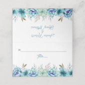 Blauwe, groene waterverf bloemen bloemen bloemen b (Buitenkant ongevouwen)