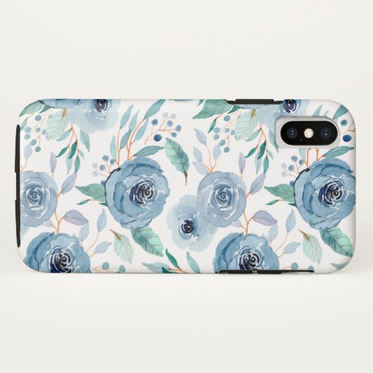 Blauwe groene Waterverf Case-Mate iPhone Case (Achterkant (horizontaal))