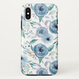 Blauwe groene Waterverf iPhone X Hoesje