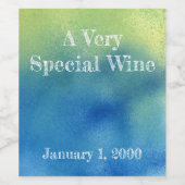 Blauwe groene Waterverf Spuitwijn Etiket (Enkel label)