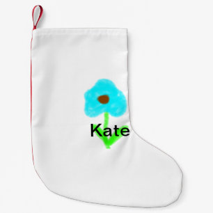 Blauwe groene waterverf voegt jouw naam tekstaange kleine kerstsok