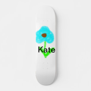 Blauwe groene waterverf voegt jouw naam tekstaange skateboard