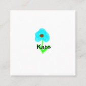 Blauwe groene waterverf voegt jouw naam tekstaange vierkante visitekaartje (Achterkant)