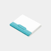 Blauwe groene Waterverven White Quatrefoil Monogra Post-it® Notes (Schuin)