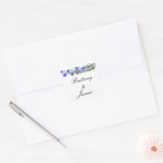 Blauwe groene wilde bloemen vierkante sticker