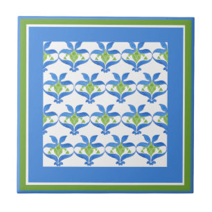 Blauwe, groene witte Tegel van het Nieuwe Patroon Tegeltje
