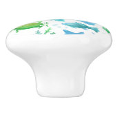 Blauwe groene zee oceaan, dolfijn wit nautisch keramische knop (Zijkant)