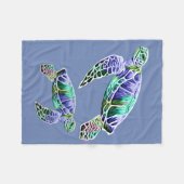 Blauwe groene Zeeen Fleece Deken (Voorkant (Horizontaal))