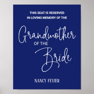 Blauwe Grootmoeder van Bruid Memorial Stoel Trouwe Poster