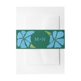 Blauwe Groovy Flower Pattern Huwelijksuitnodiging Uitnodigingen Wikkel