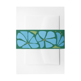 Blauwe Groovy Flower Pattern Huwelijksuitnodiging Uitnodigingen Wikkel