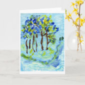 Blauwe grove note card kaart (Gele Bloem)