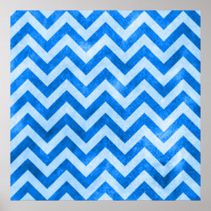 Blauwe Grunge Zigzag Poster