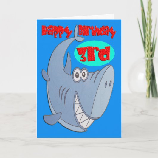 Blauwe haai 3e verjaardag kaart (Voorkant)