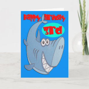 Blauwe haai 3e verjaardag kaart